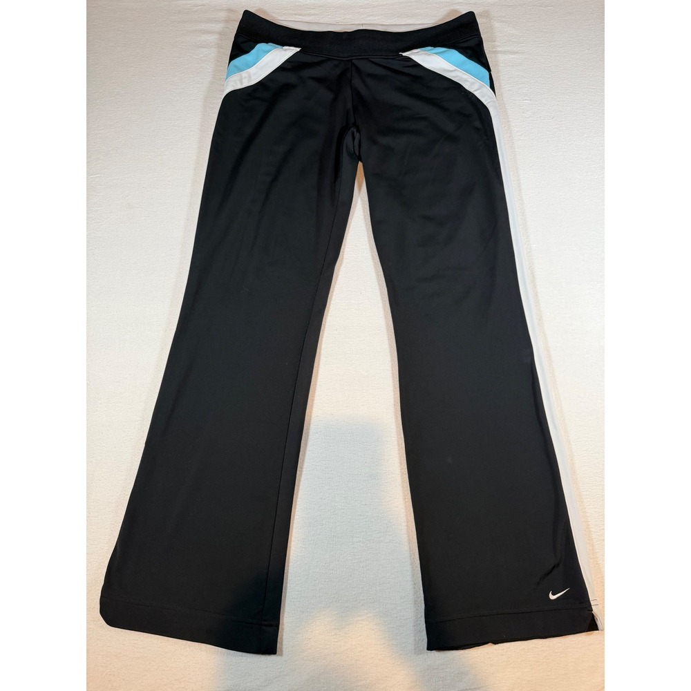 Nike Womens Track Pants Black Blue White Flare Leg Athletic Size Large